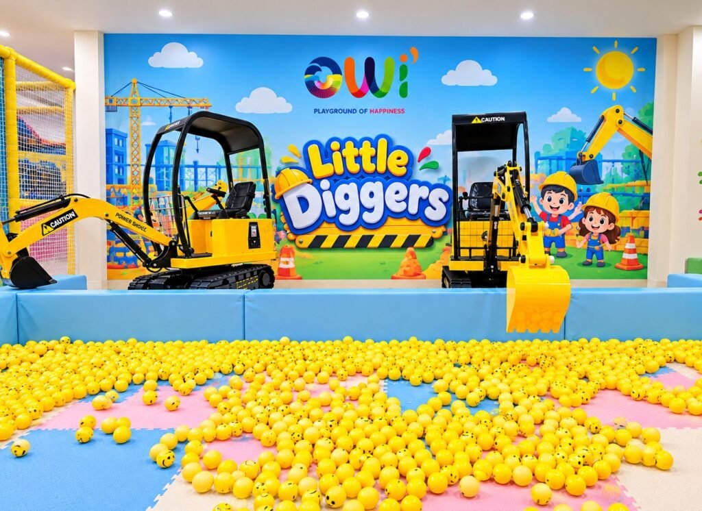 Little Diggers mini JCB digger area at OWI Kids World, Chattarpur