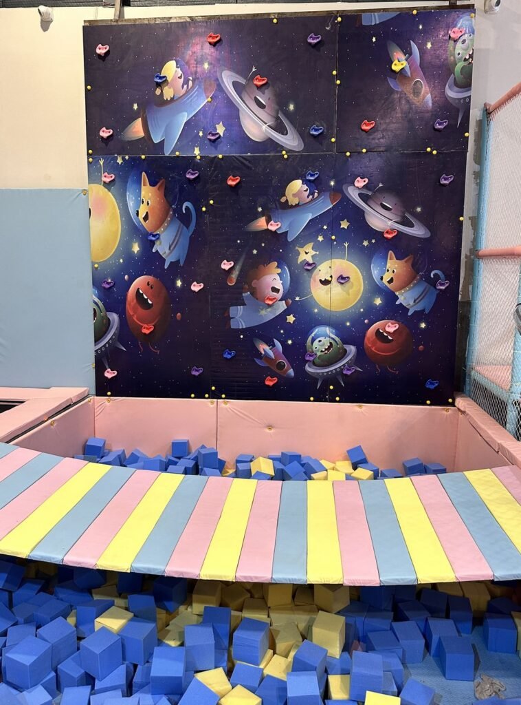 Indoor climbing wall for kids at OWI Kids World, South Delhi
